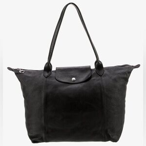 Longchamp - 100% Leather Black Le Pliage Signature Tote